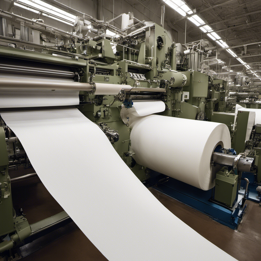 An image capturing the intricate process of manufacturing toilet paper