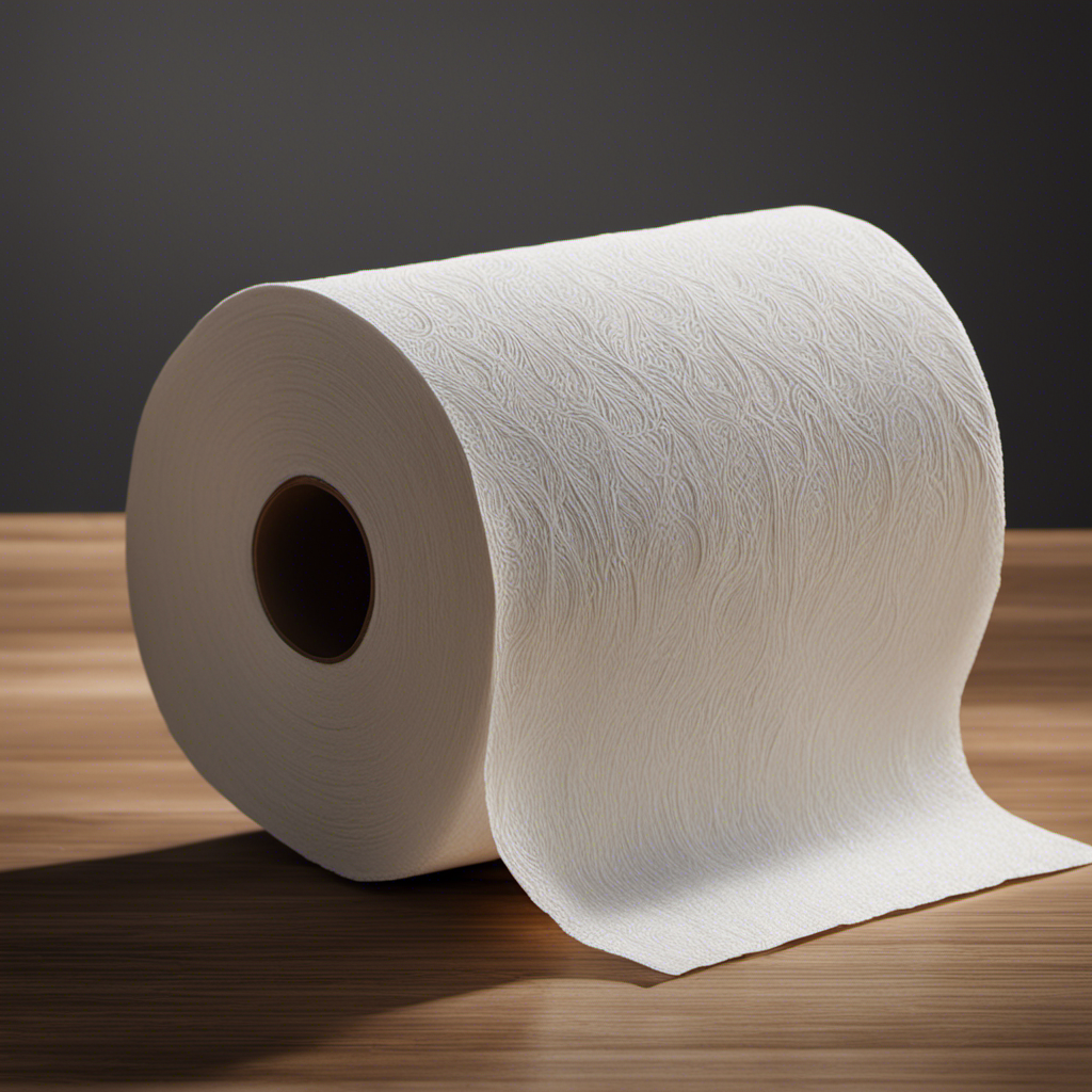 An image showcasing a close-up view of a toilet paper roll, emphasizing its width