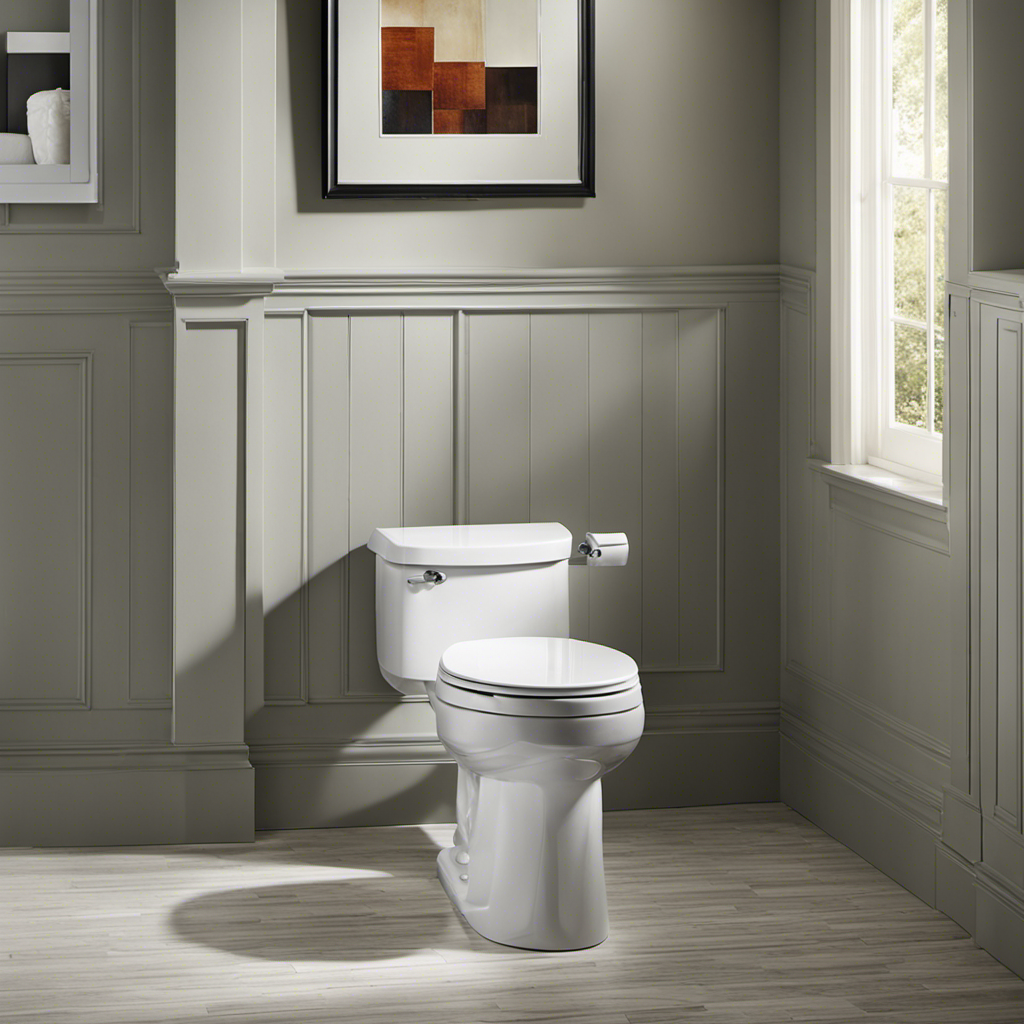 An image showcasing a sleek, modern bathroom with the Kohler Wellworth toilet as the centerpiece