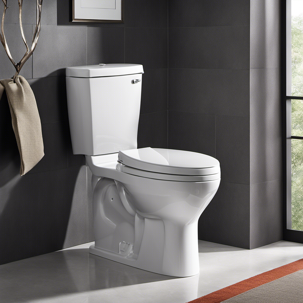 An image showcasing the TOTO Drake II toilet from a low angle, emphasizing its sleek lines and modern design