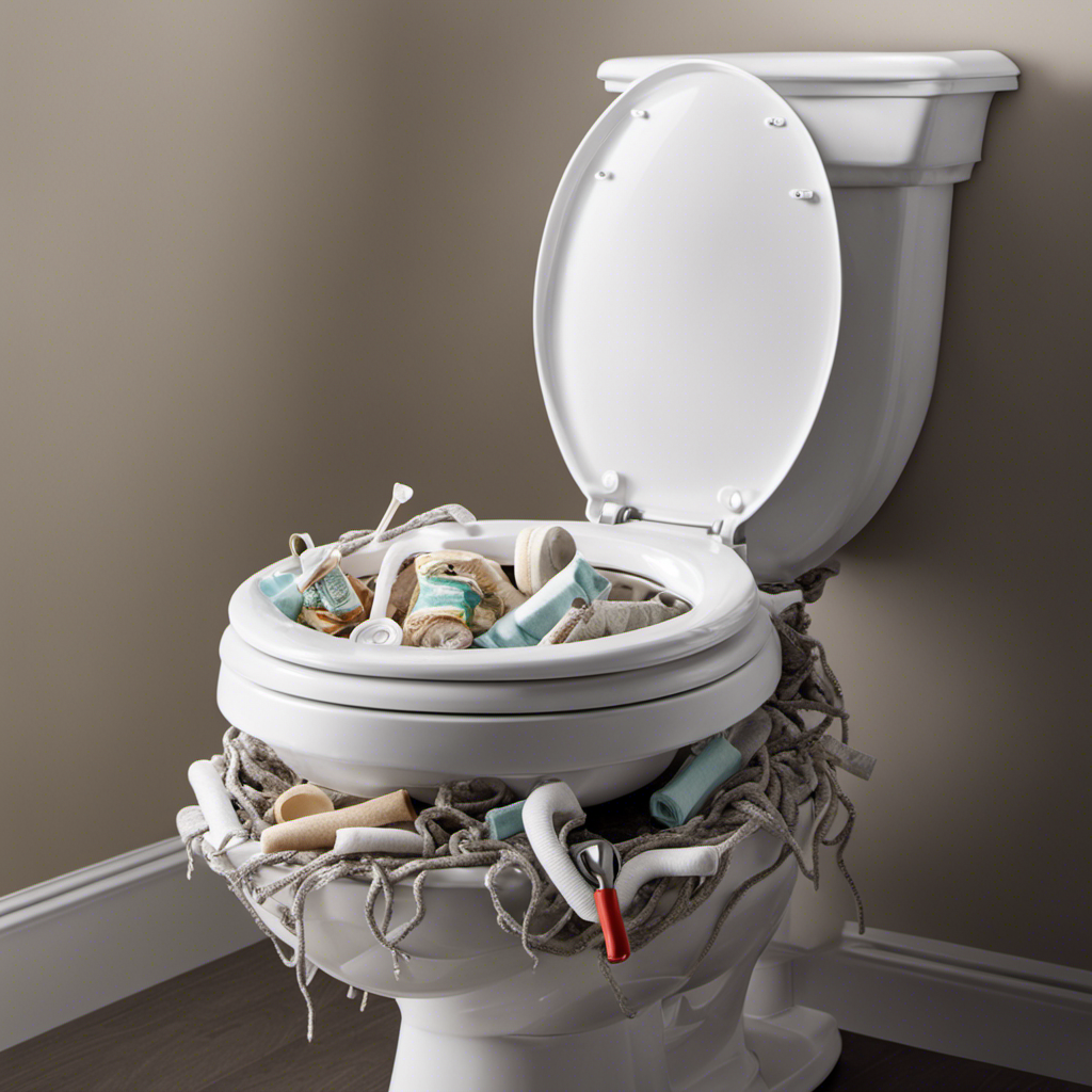An image depicting a clear, unobstructed toilet bowl filled with a variety of baby wipes