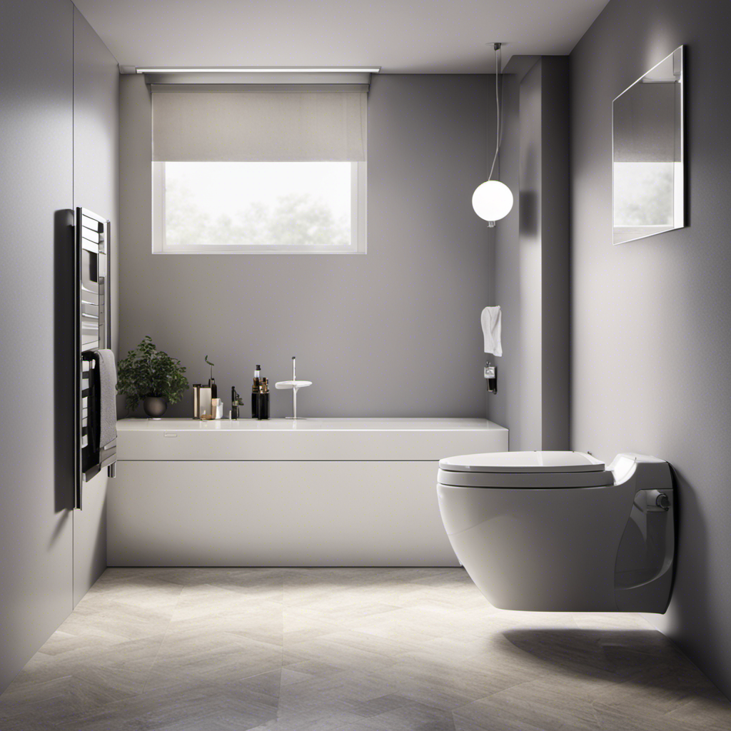 An image depicting a modern bathroom with a pressure-assist toilet