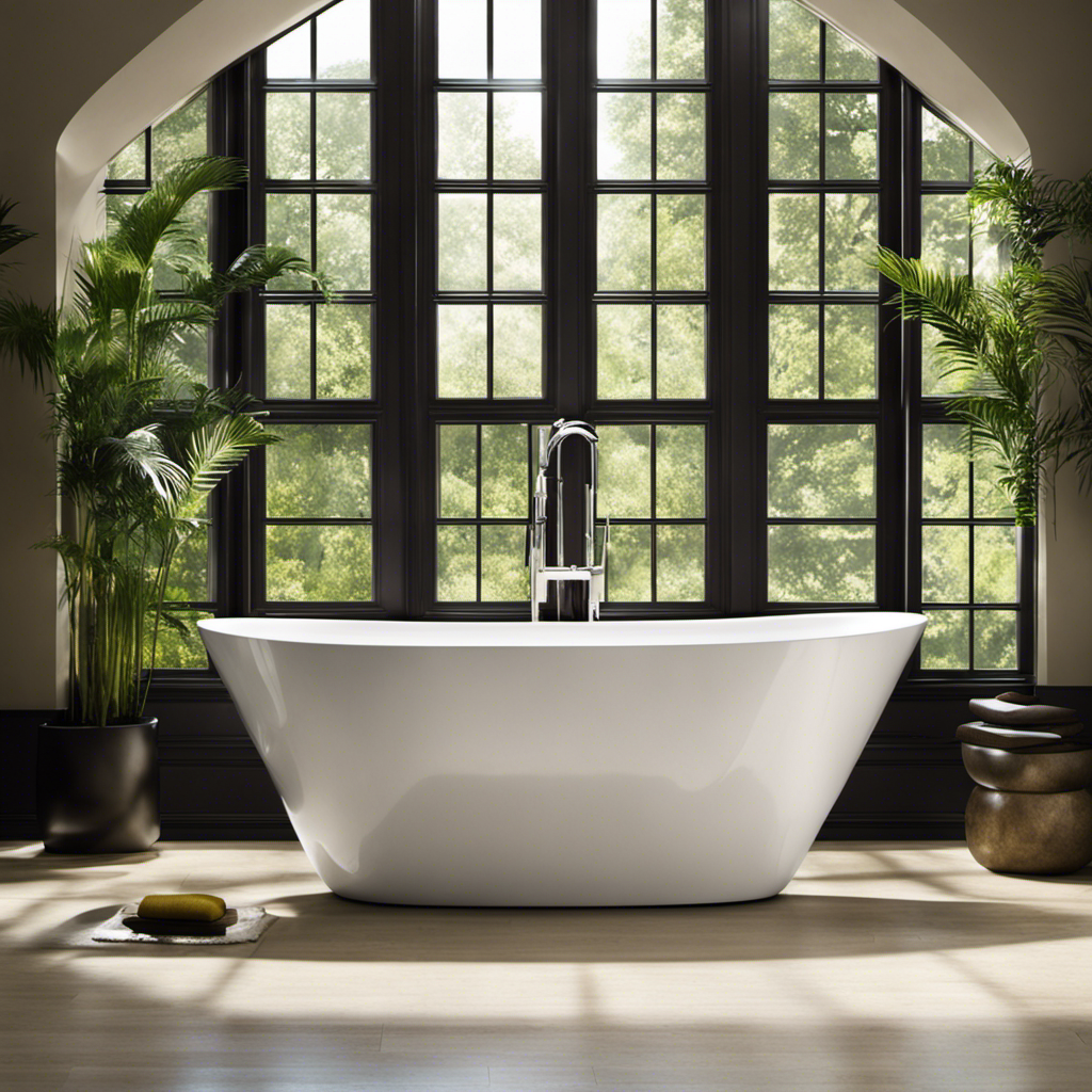An image showcasing an acrylic bathtub gleaming with brilliance, devoid of any yellow stains