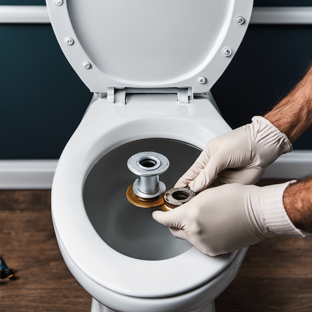 An image depicting a hands-on DIY guide for replacing a damaged toilet flange