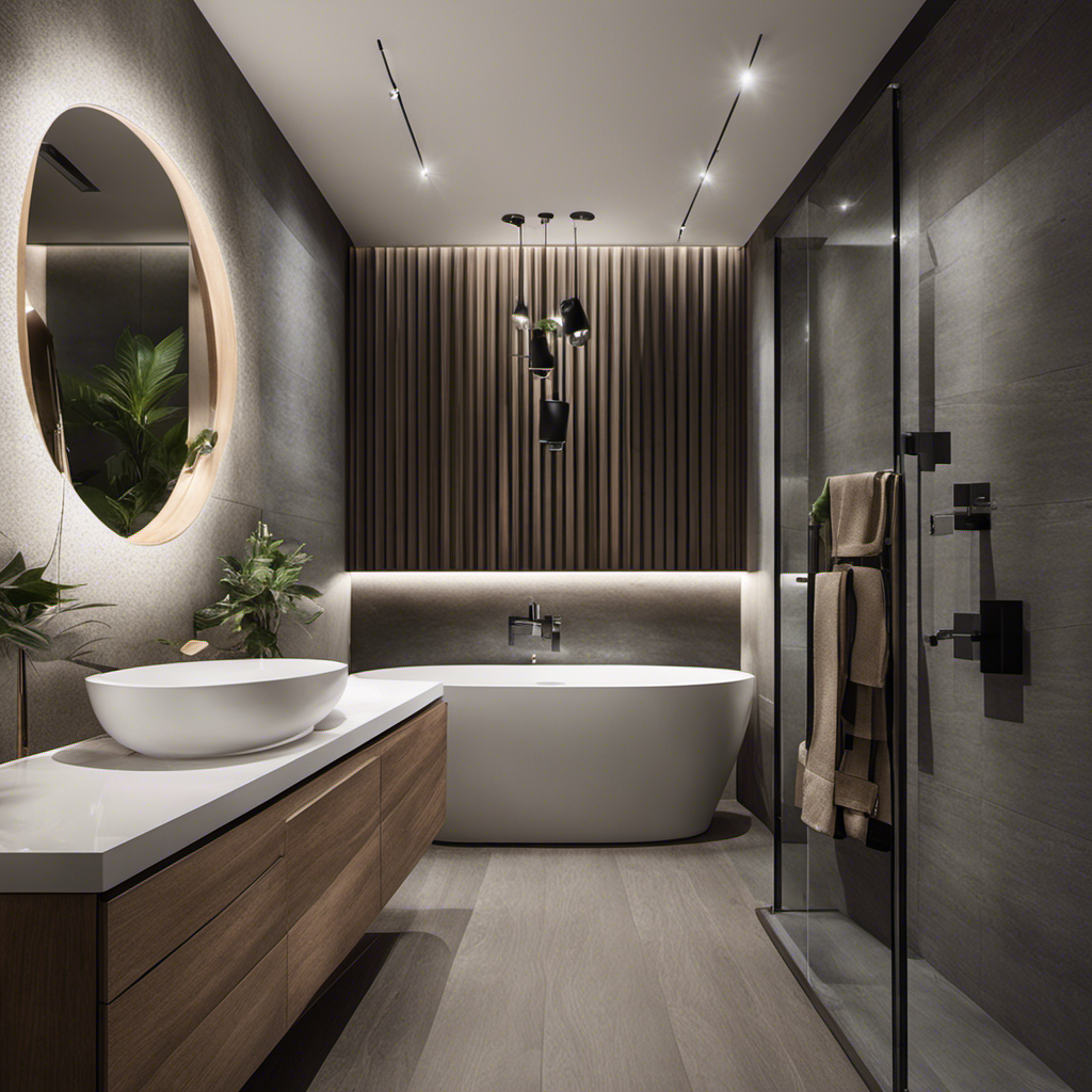 An image showcasing a sleek and contemporary bathroom with a wall hung toilet as the focal point
