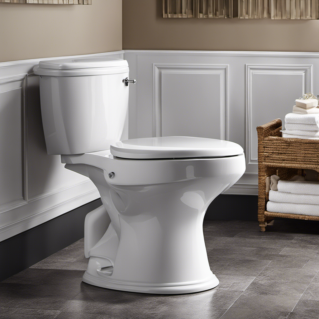 An image showcasing a sleek, modern bathroom with a chic, shell-inspired toilet seat