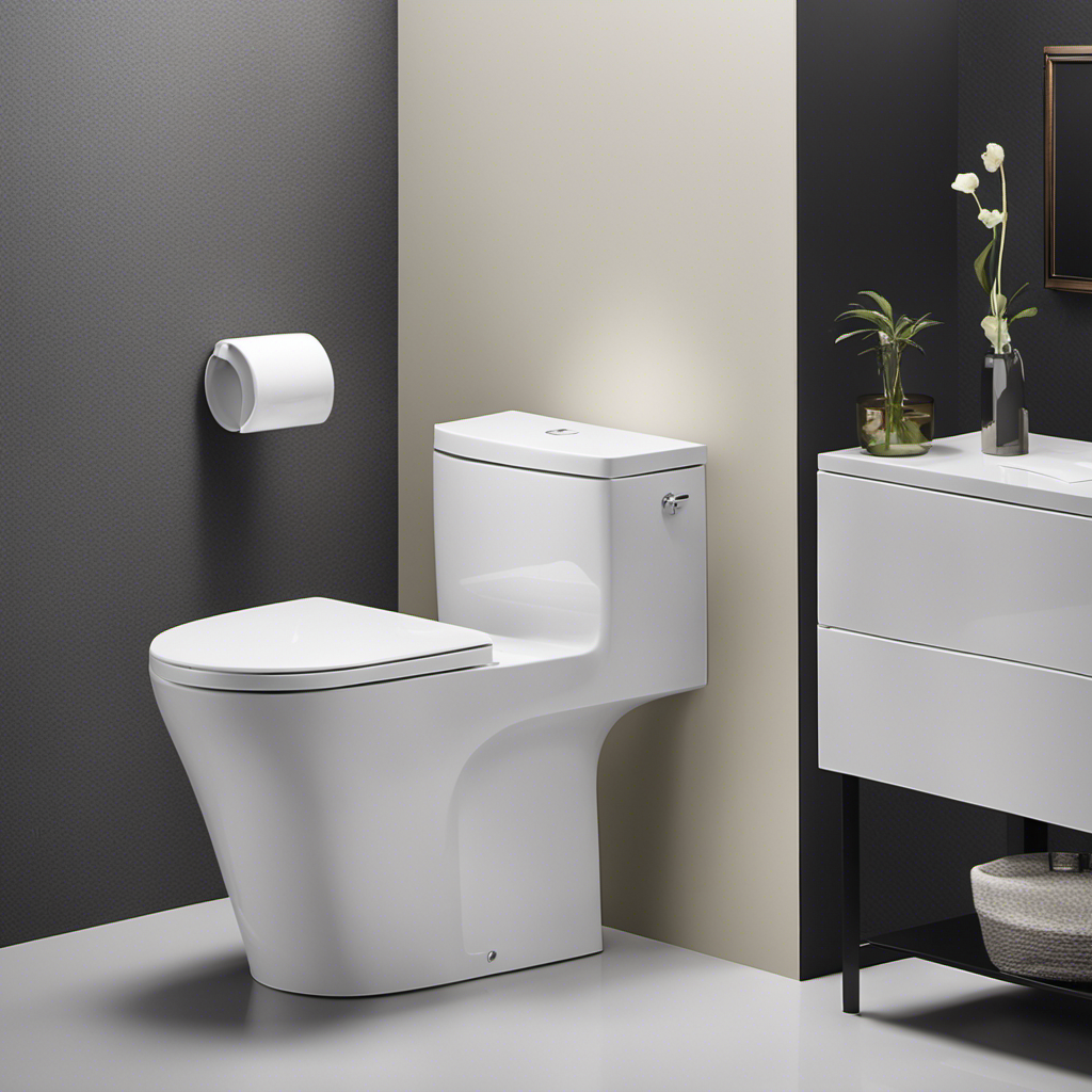 An image showcasing a sleek and space-saving extra tall toilet, exuding elegance and modernity