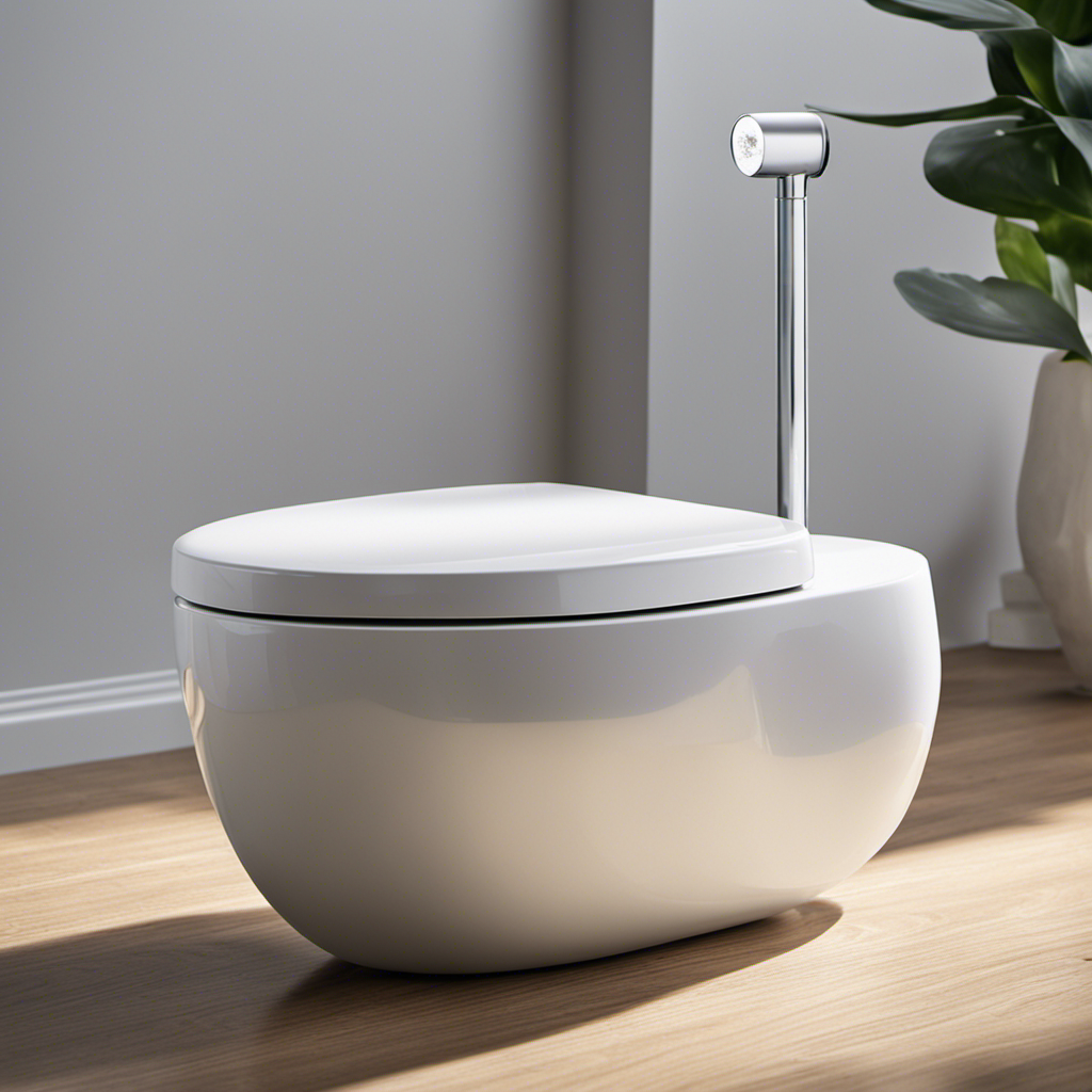 An image showcasing a sparkling clean toilet bowl with a tablet dissolving in the water