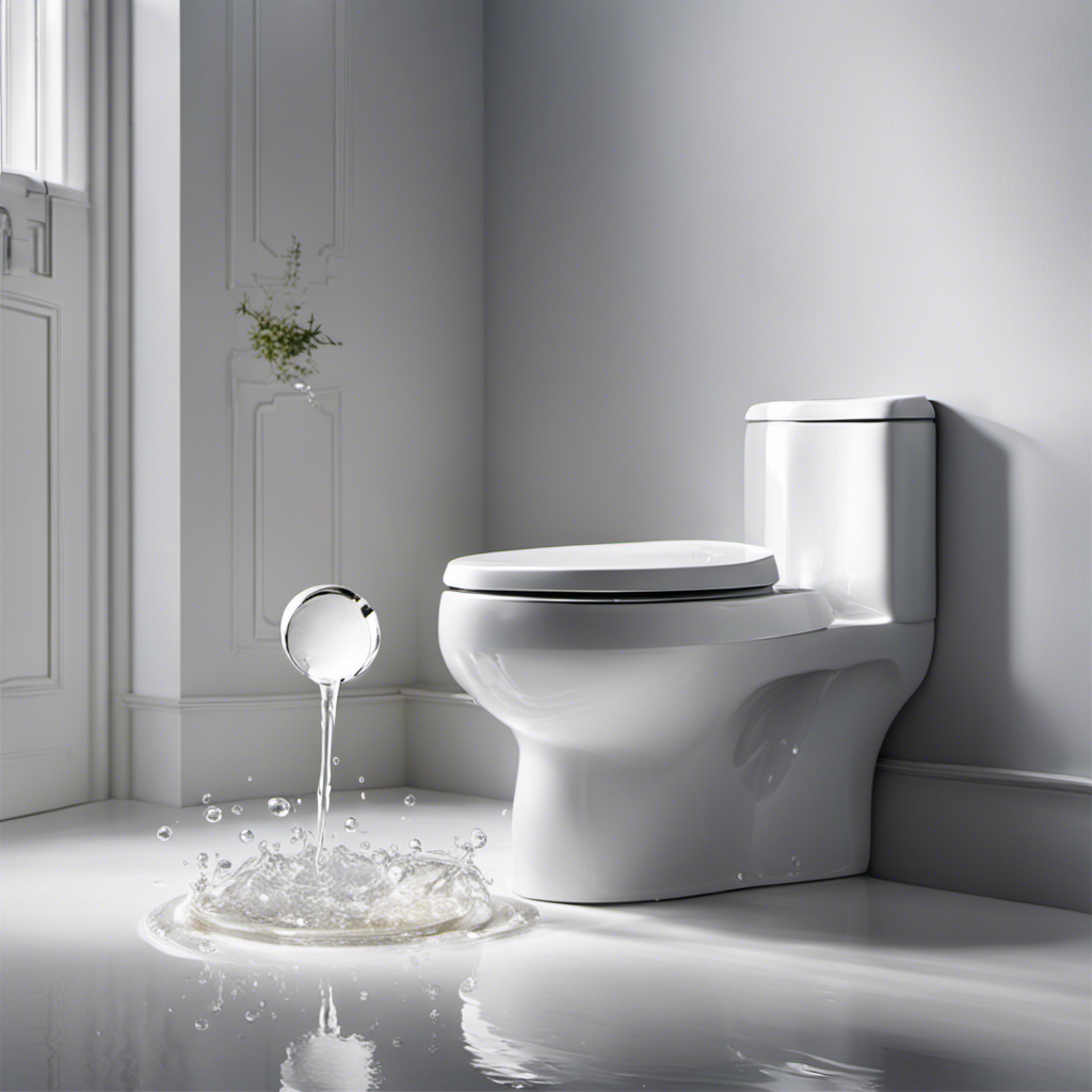 An image capturing the aftermath of a flushed toilet, with water bubbles rising vigorously from the bowl, splashing against the pristine white porcelain, while faint ripples distort the reflected light above