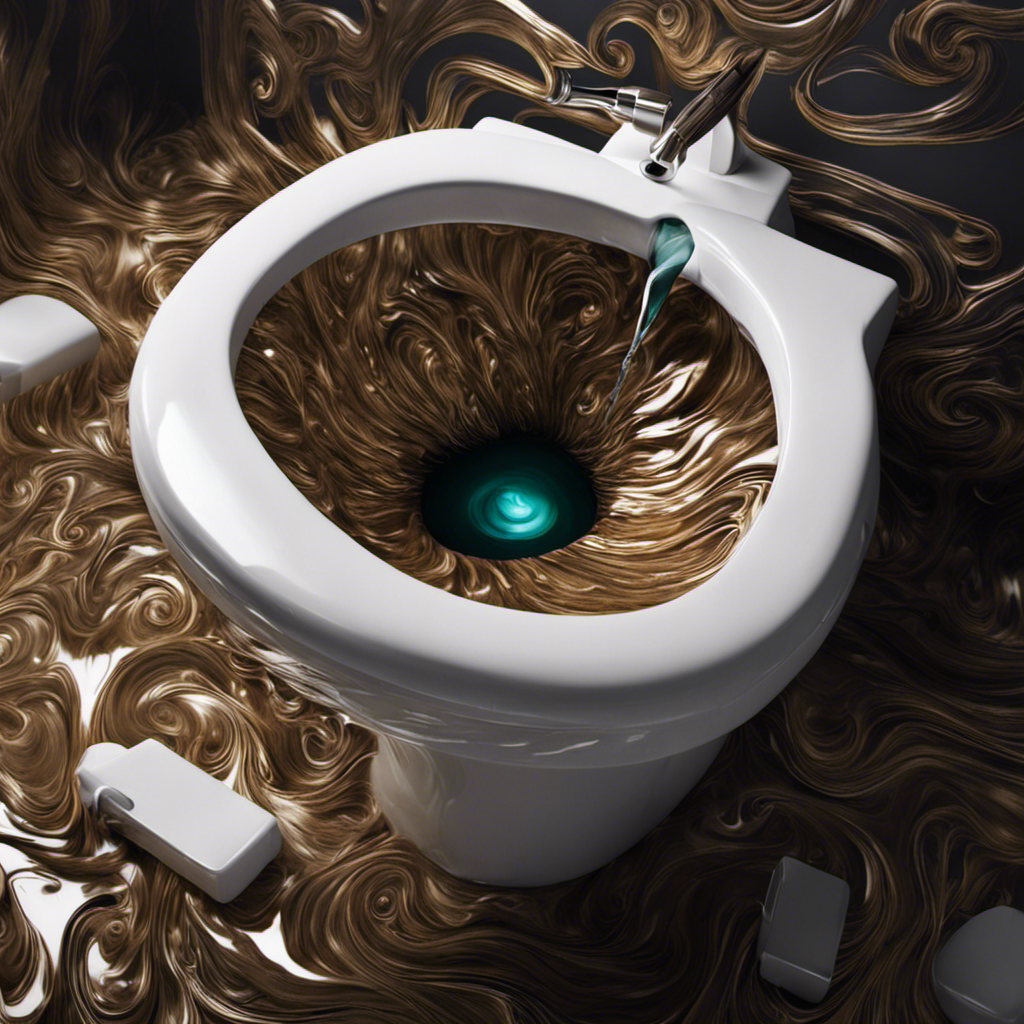 An image capturing the unsettling moment of a toilet flush, showcasing the intricate movement of swirling water, accompanied by a series of distinctive gurgling sounds emanating from the depths of the plumbing system
