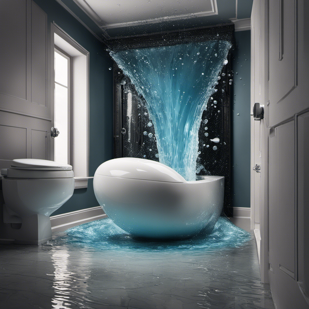 An image of a toilet bowl with water gushing out forcefully when flushed