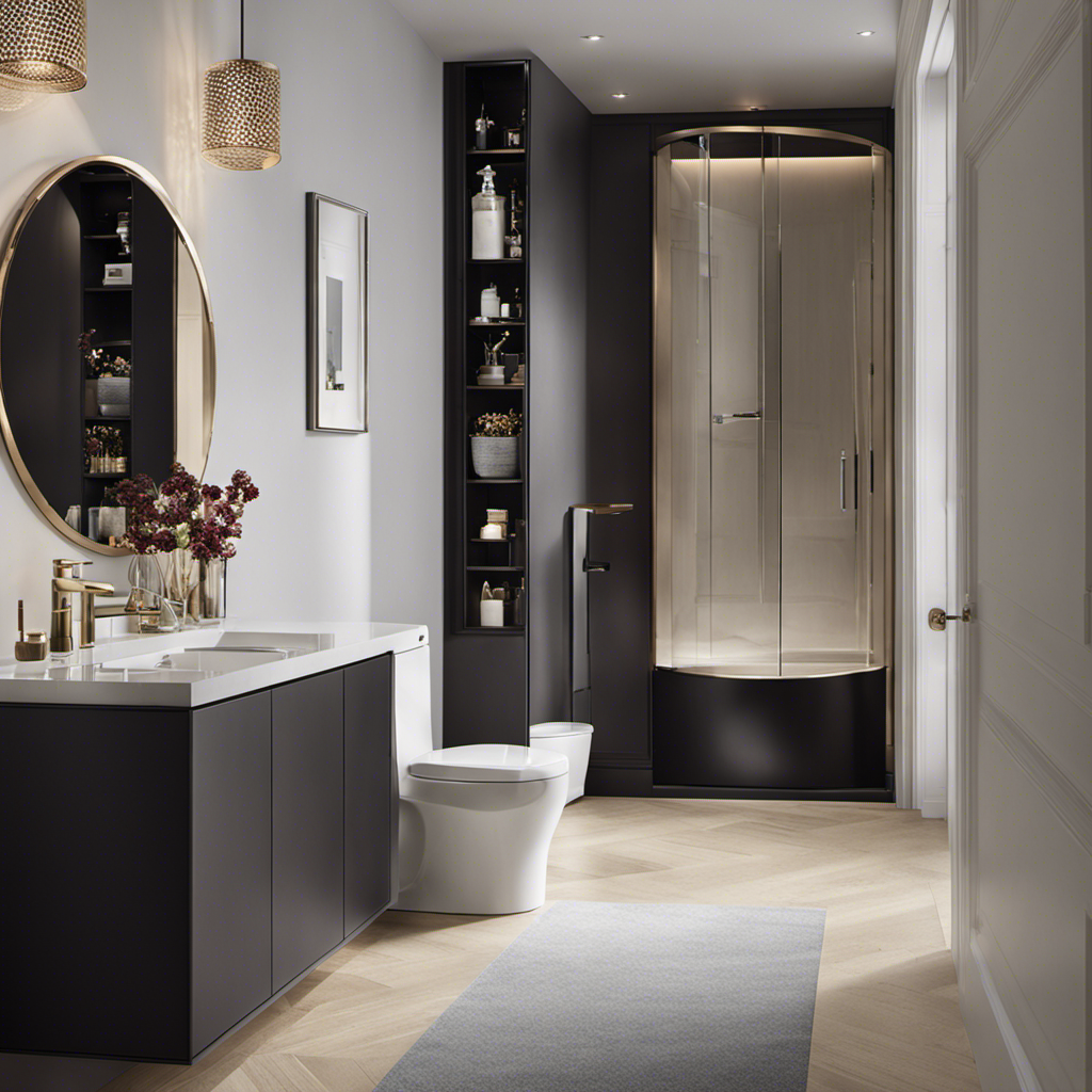 An image showcasing a luxurious bathroom with a sleek, modern Kohler toilet as the centerpiece