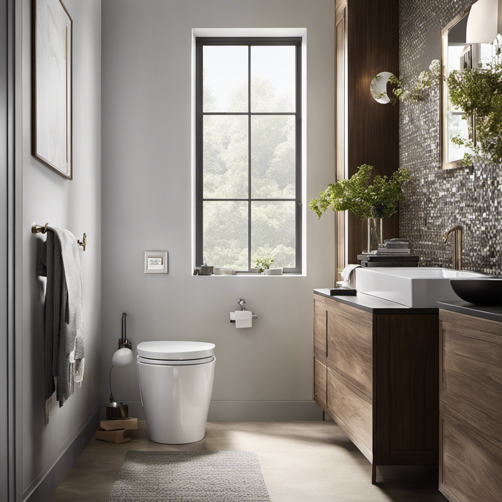 An image showcasing a sleek, modern Kohler toilet in a luxurious bathroom setting