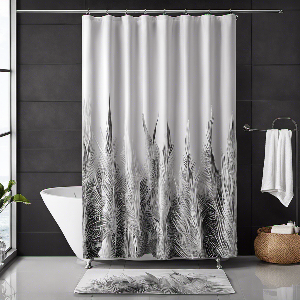 An image that showcases a luxurious bathroom shower with a top-quality shower curtain liner