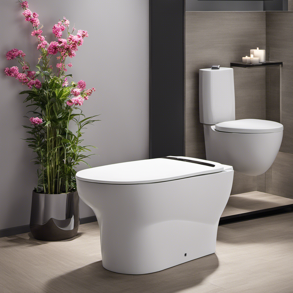An image that showcases a sparkling clean bathroom with a sleek, modern toilet