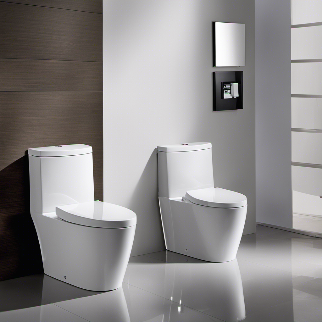 An image showcasing two sleek, modern toilets side by side