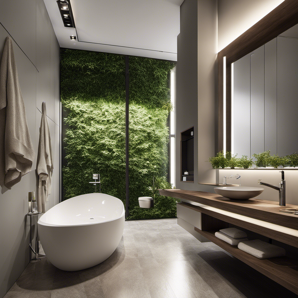 An image capturing a sleek, modern bathroom with a state-of-the-art self-cleaning toilet