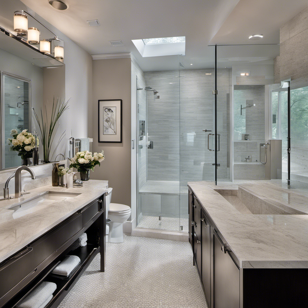An image showcasing a sleek, modern bathroom transformation