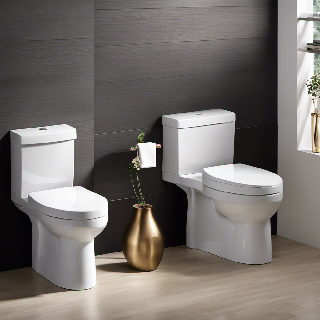 An image showcasing three toilets side by side, each with varying heights - a standard height toilet, a comfort height toilet, and a raised height toilet - highlighting the differences in seat level