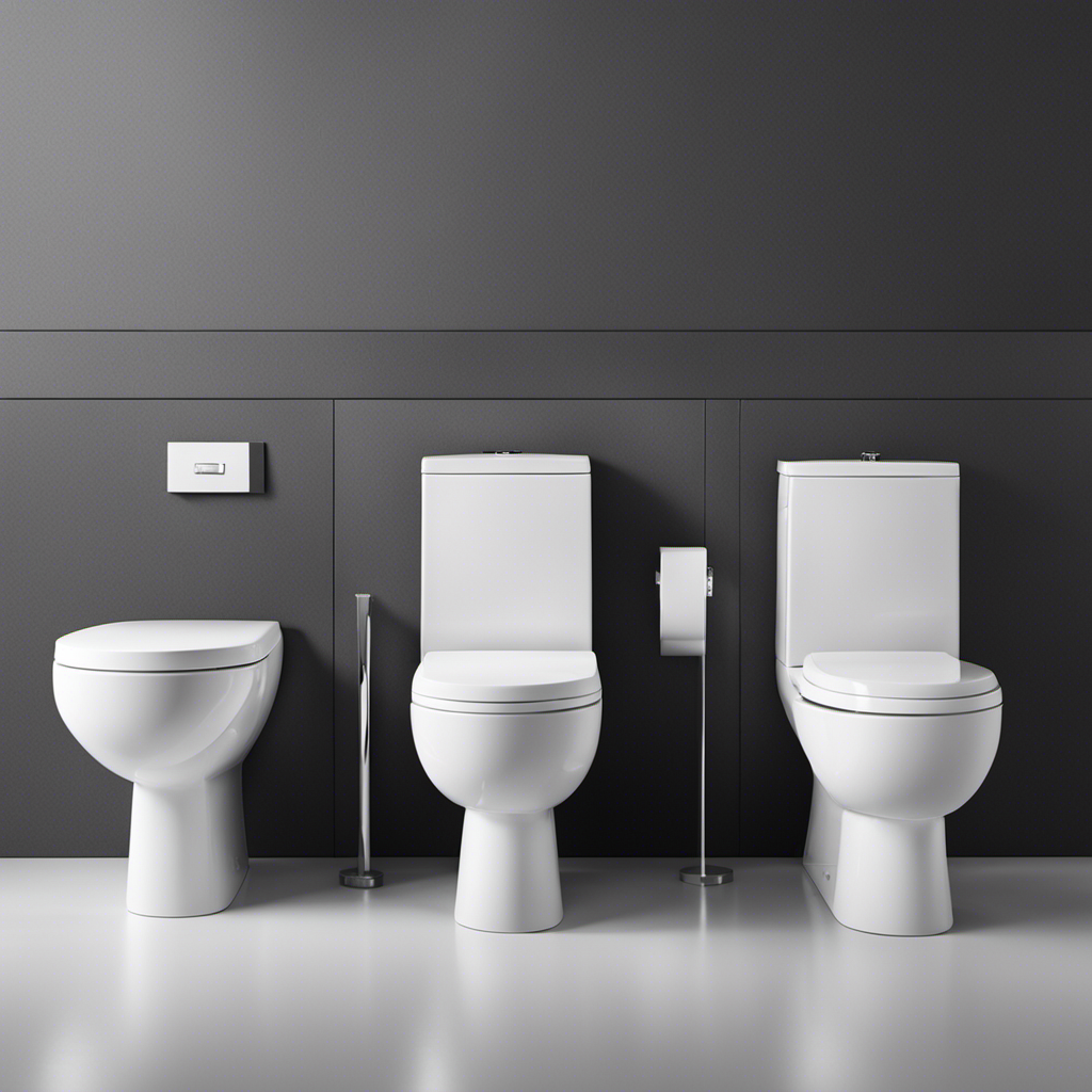 An image showcasing different toilet heights, capturing a side view of three toilets lined up