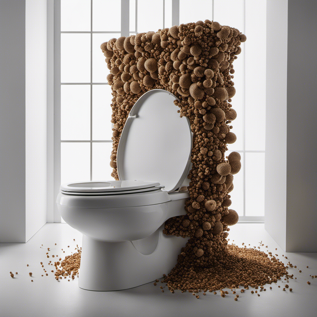 An image capturing the intricate dance of enzymes as they effortlessly dismantle the complex structure of poop in a toilet, showcasing their vital role in the natural degradation process