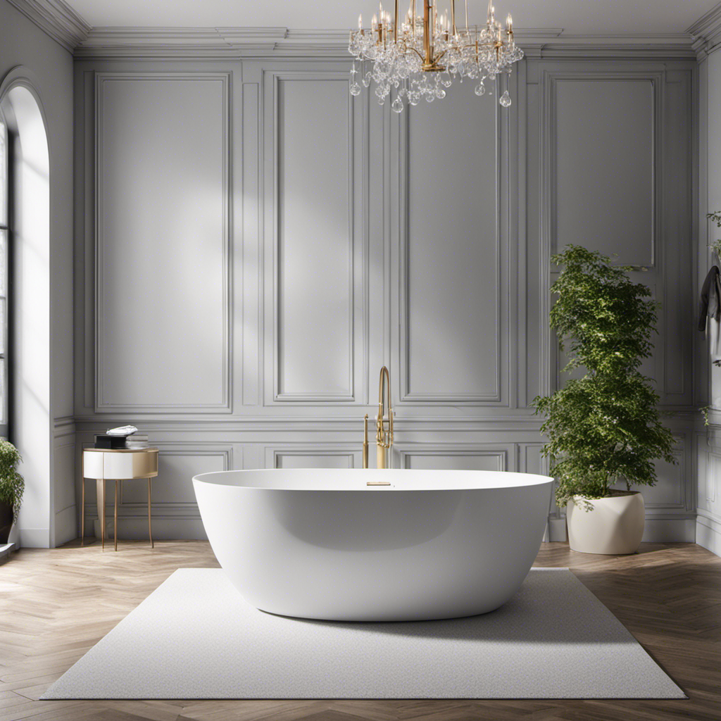 An image that showcases a sparkling clean bathtub with a thin, white ring forming near the waterline