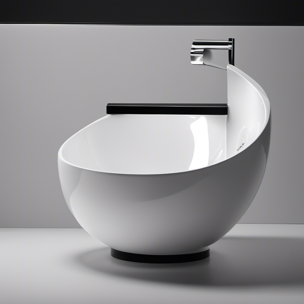 An image showcasing a pristine white toilet bowl with a distinct, perfectly circular, and inky black ring encircling the waterline