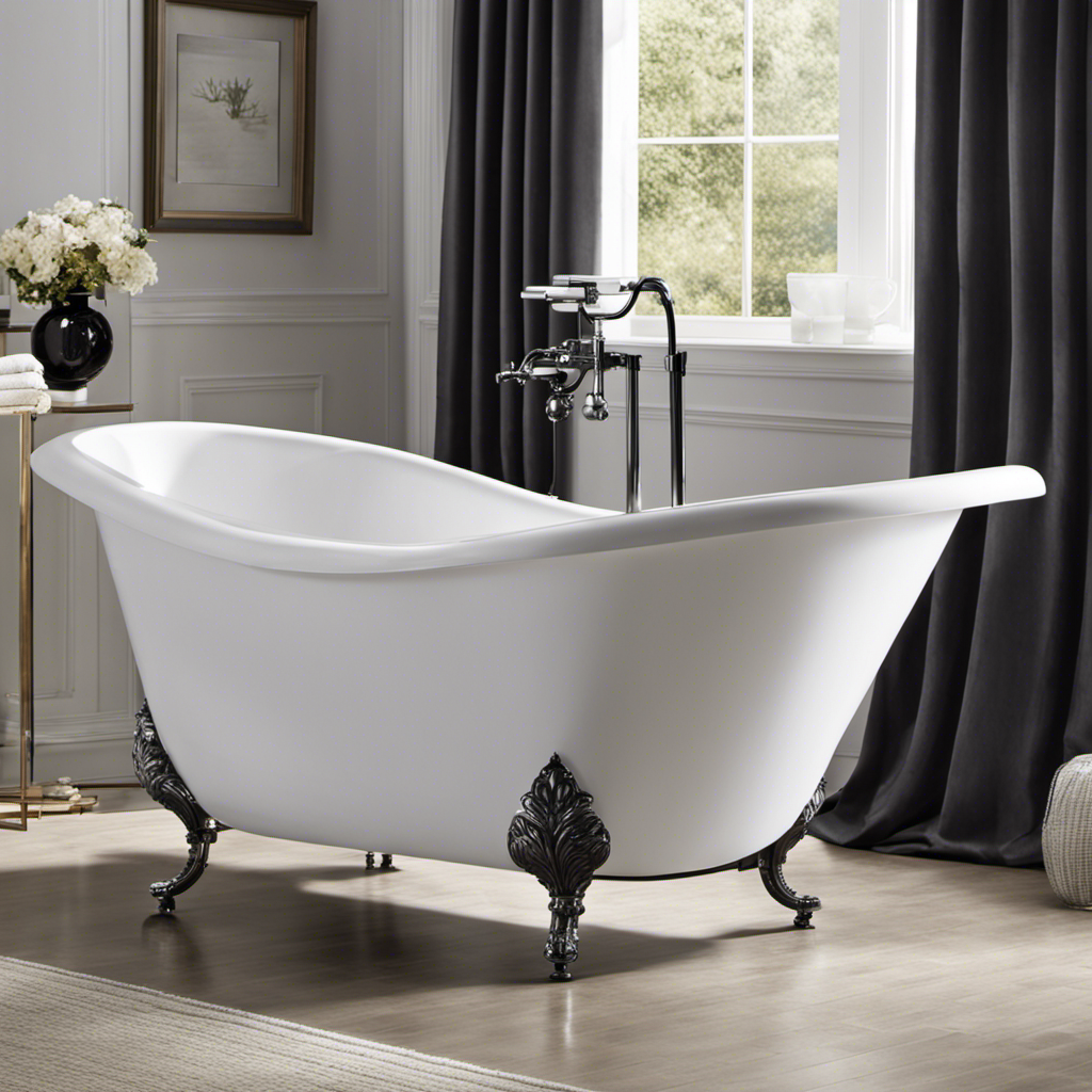An image showcasing a sturdy framework of adjustable steel legs, strategically positioned under a luxurious bathtub, ensuring optimal support
