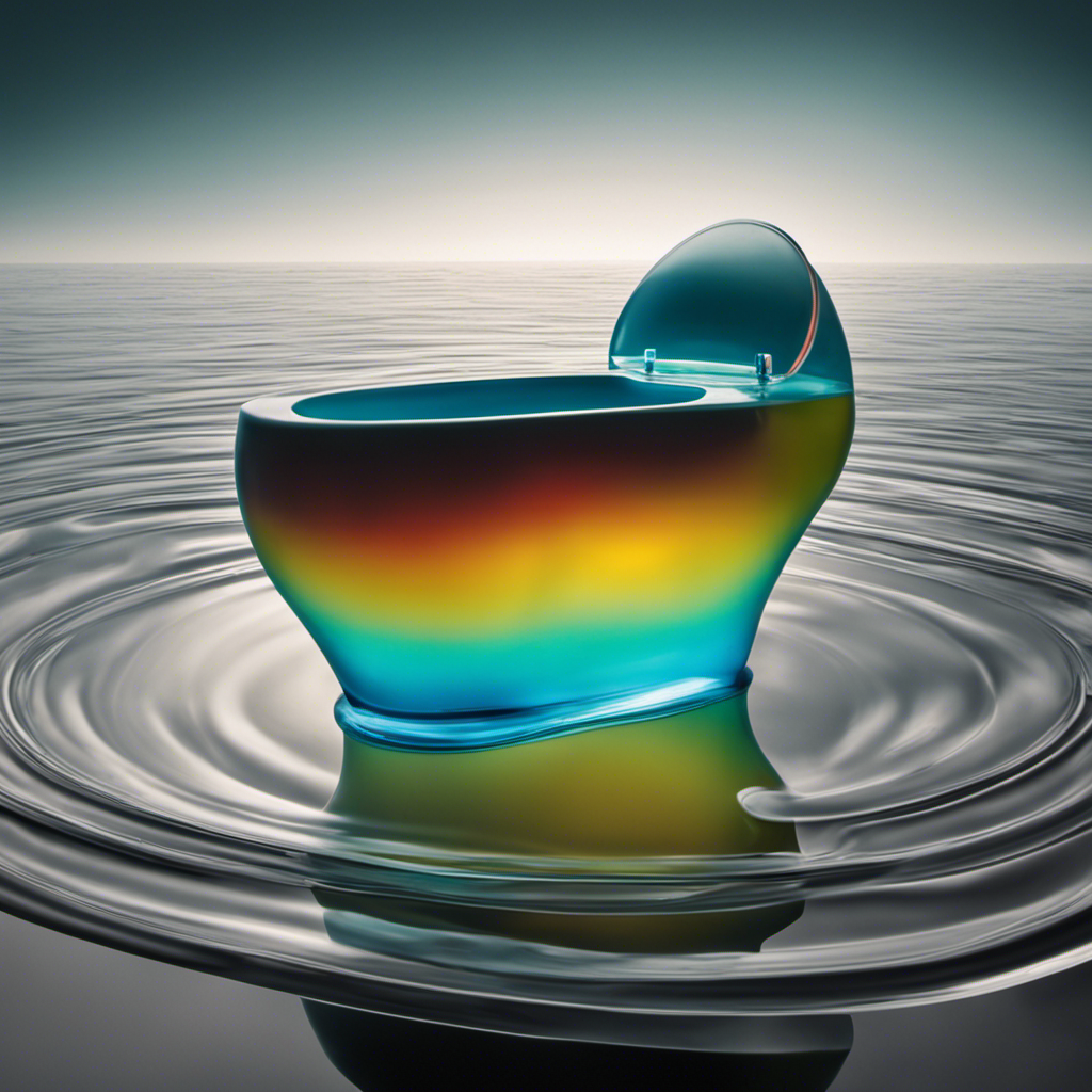 An image capturing a close-up view of a toilet bowl, showcasing a translucent, gelatinous mucus plug floating amidst clear water, offering a vivid representation of what it looks like