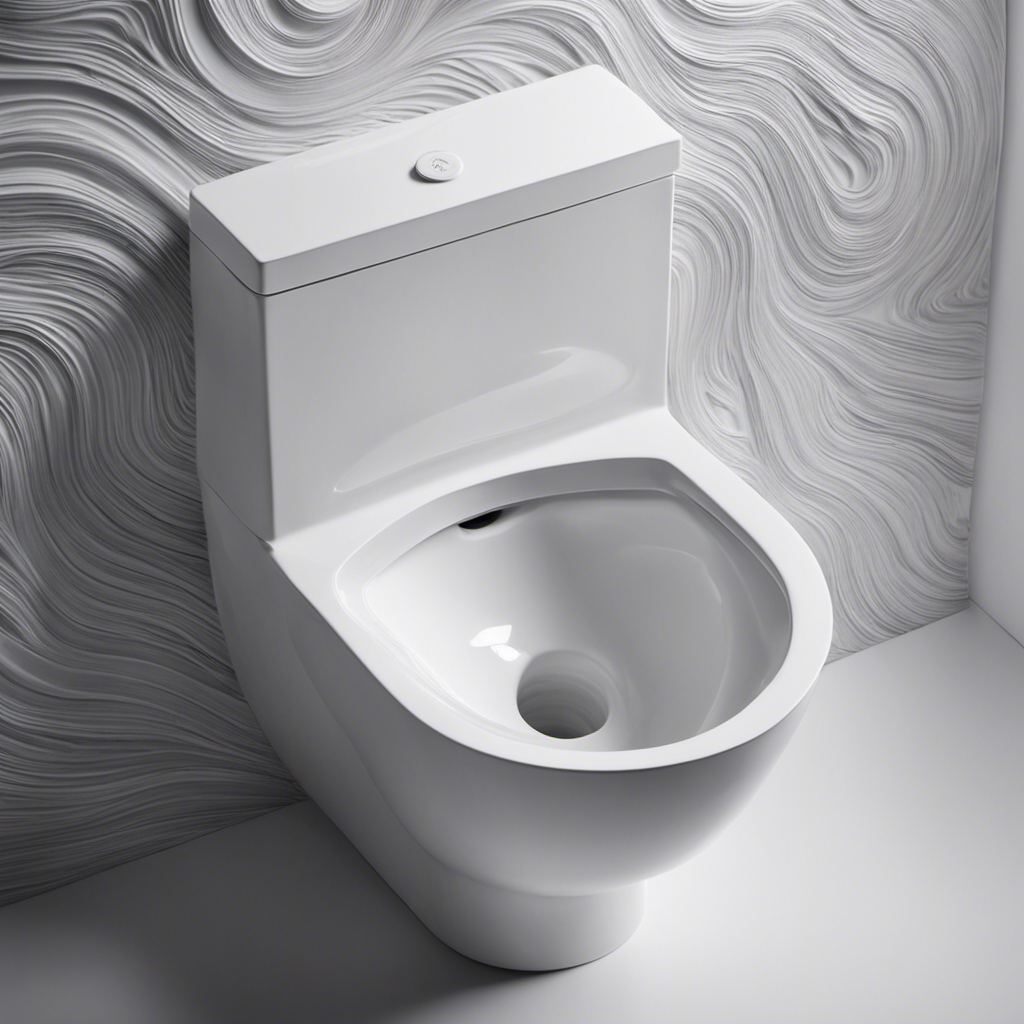 An image capturing the swirling motion of water spiraling down a pristine white porcelain toilet bowl, showcasing the intricate interplay between gravity and pressure, as it effortlessly flushes away waste, leaving a clean slate behind