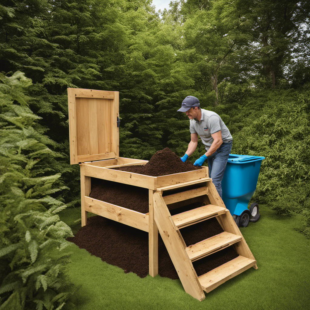 An image showcasing the step-by-step maintenance of a compost toilet