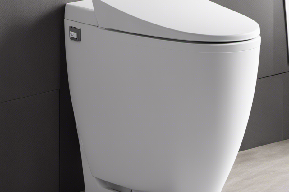 An image that showcases a sleek, compact dry flush toilet in a contemporary bathroom setting