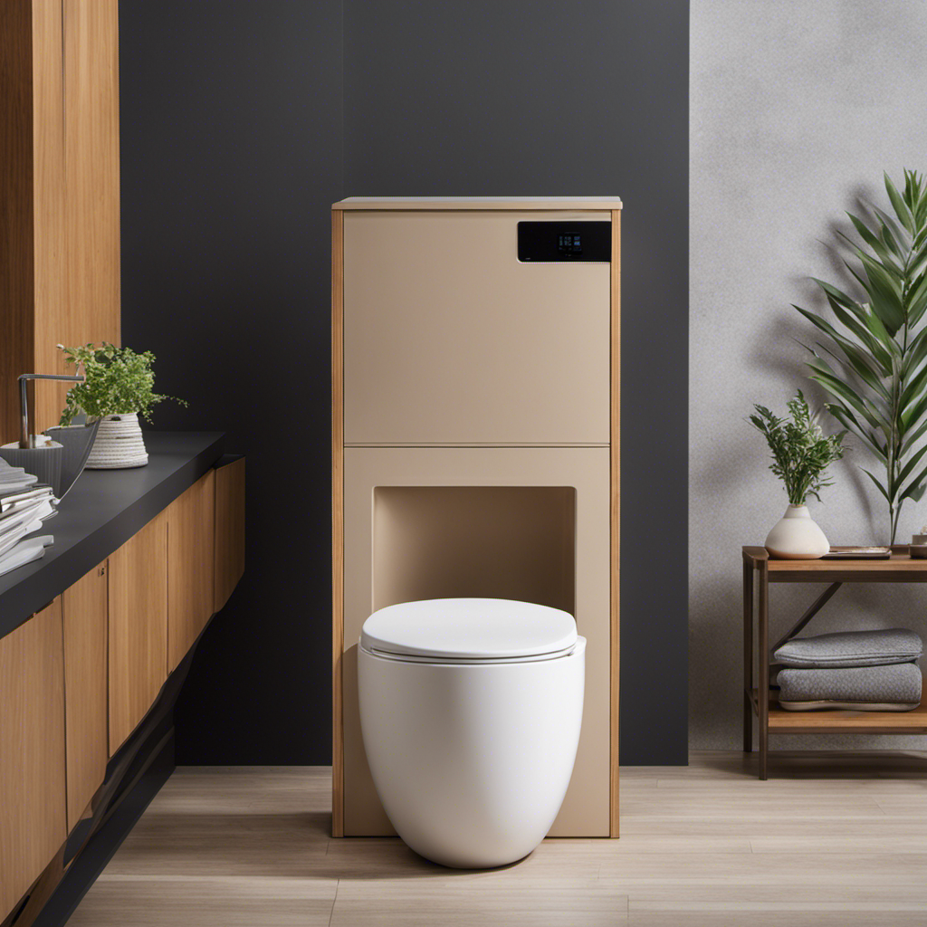 An image that showcases a compact, odorless, and eco-friendly dry toilet system