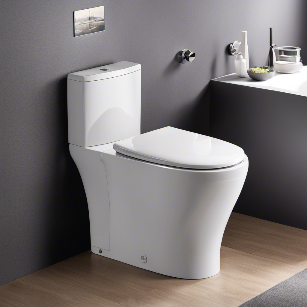An image showcasing a sleek dual flush toilet with two buttons, one for a partial flush (marked with a droplet icon) and the other for a full flush (marked with a swirling water icon)