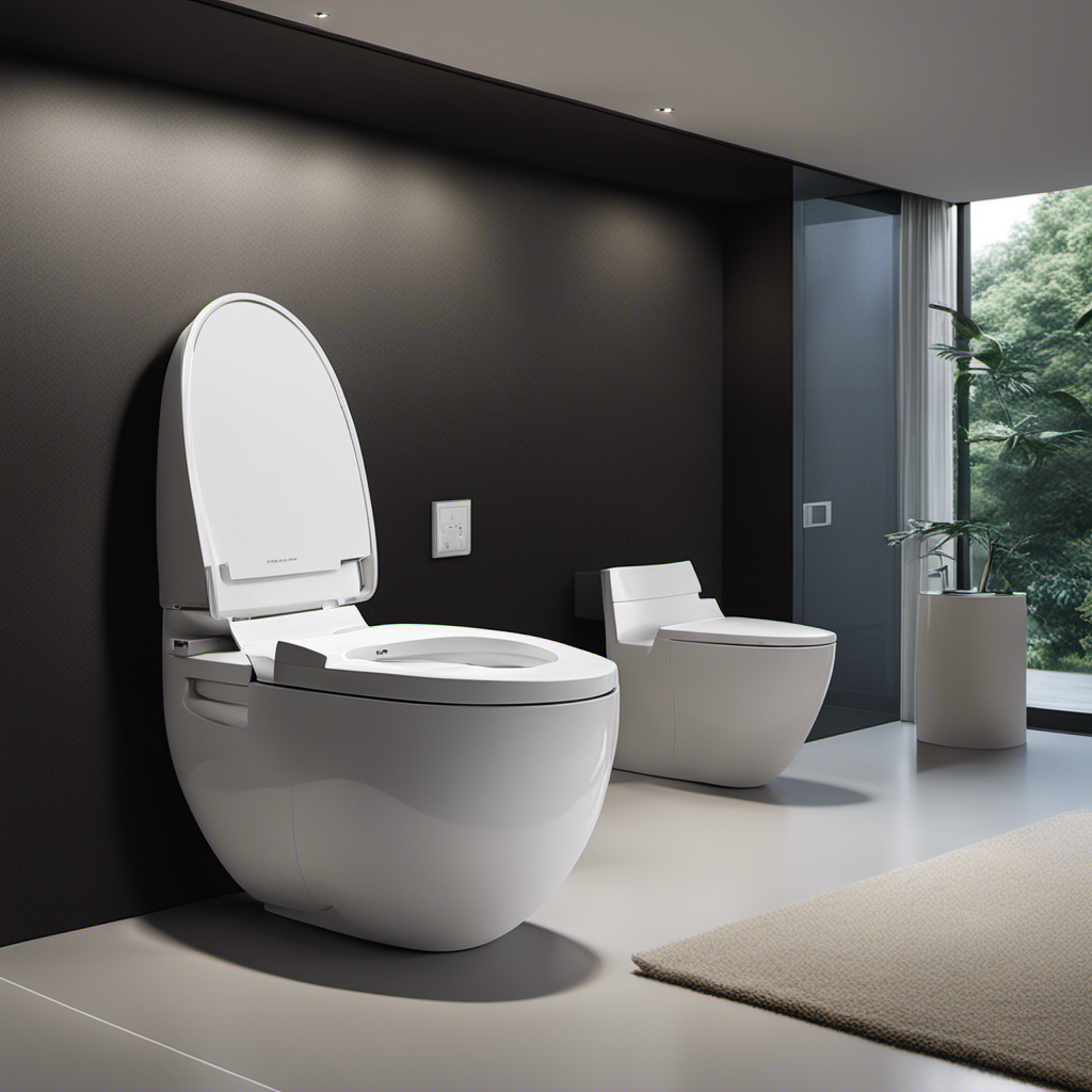 An image capturing the essence of a Japanese toilet: vibrant, high-tech, and minimalist