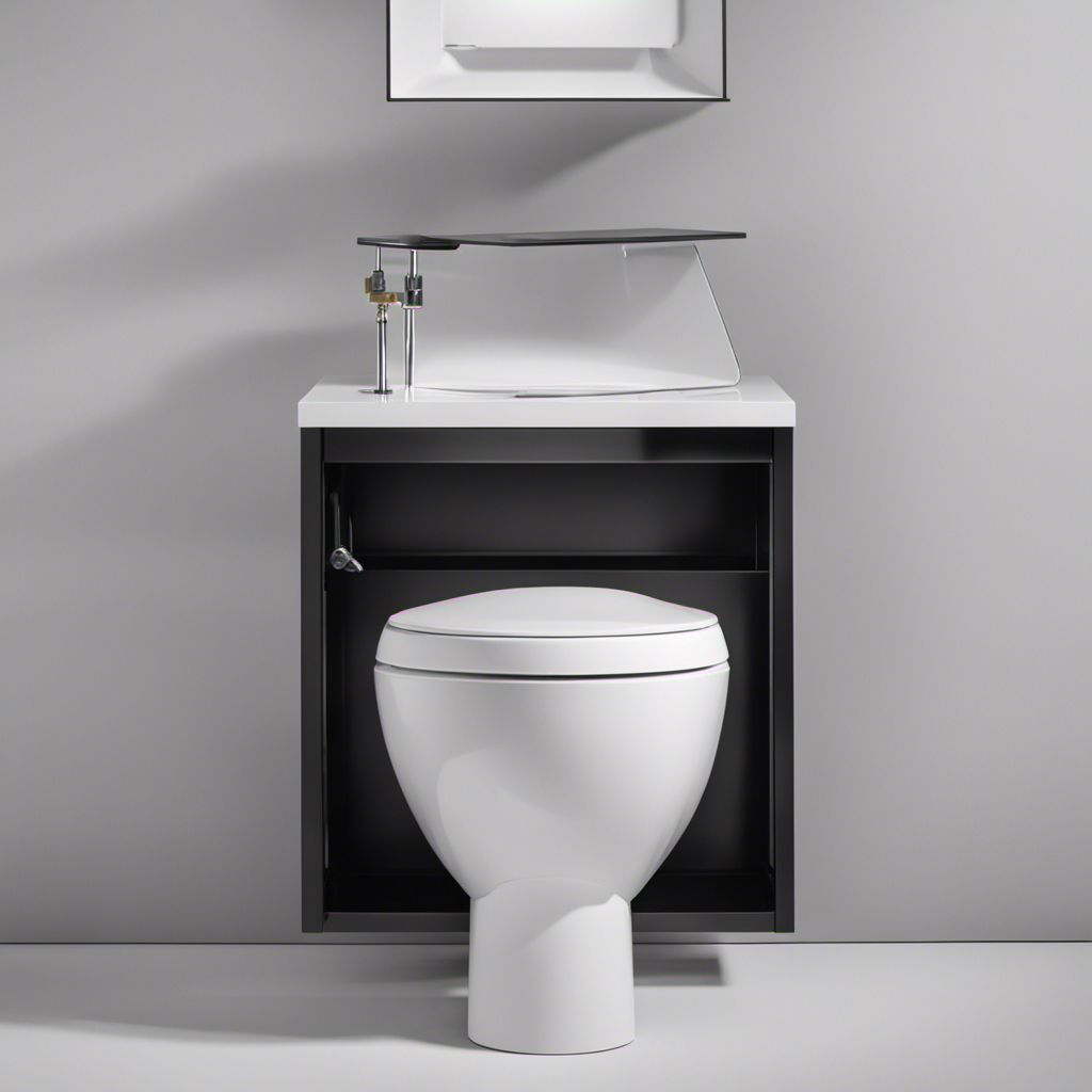 An image showcasing a cross-section of a pressure assisted toilet, illustrating its unique mechanism: a pressurized tank and an air pressure chamber, ensuring a powerful flush with less water usage