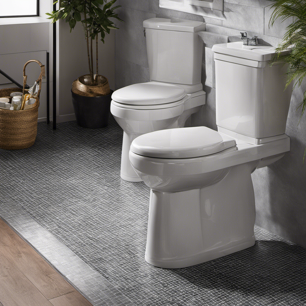 An image that showcases a small, tiled bathroom with a sturdy porcelain squat toilet at the center