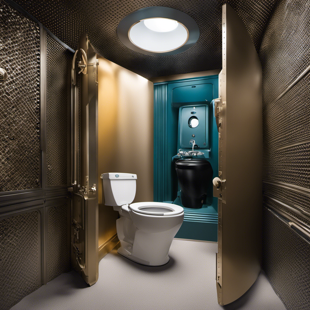 An image showcasing the meticulous maintenance and cleaning process of a vault toilet