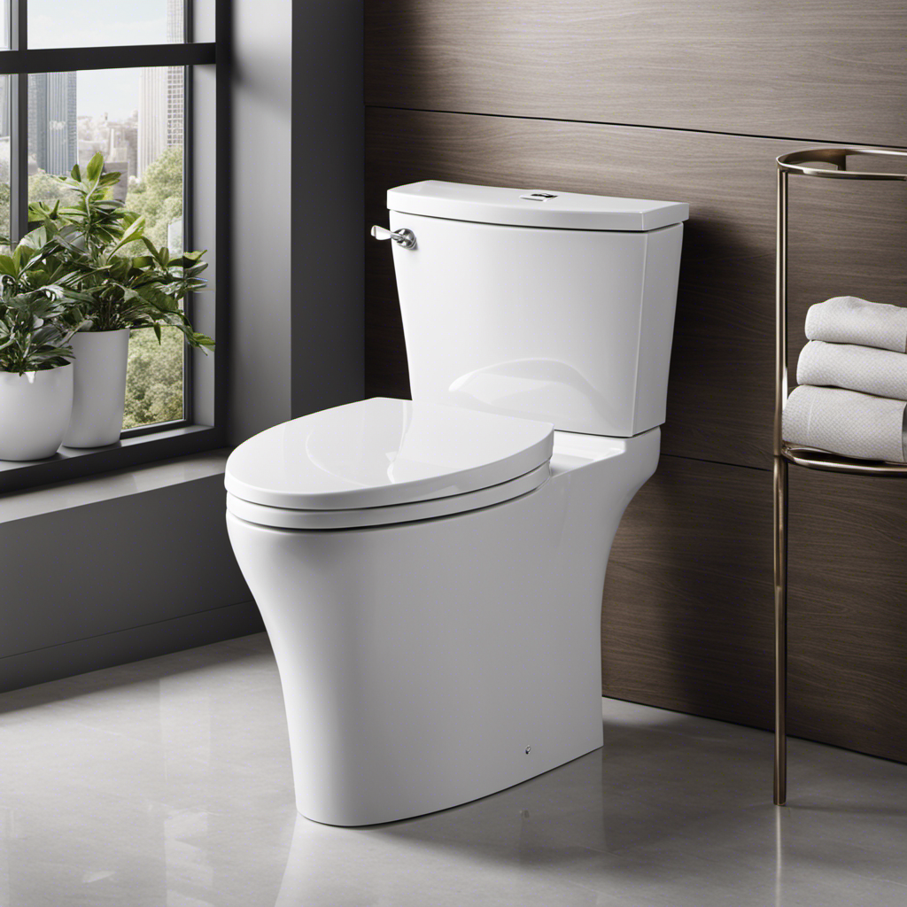 An image showcasing an ADA height toilet, featuring an ergonomic design with a higher seat and elongated bowl