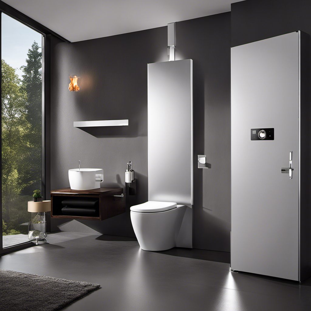 An image showcasing an incinerator toilet in a sleek, modern bathroom setting