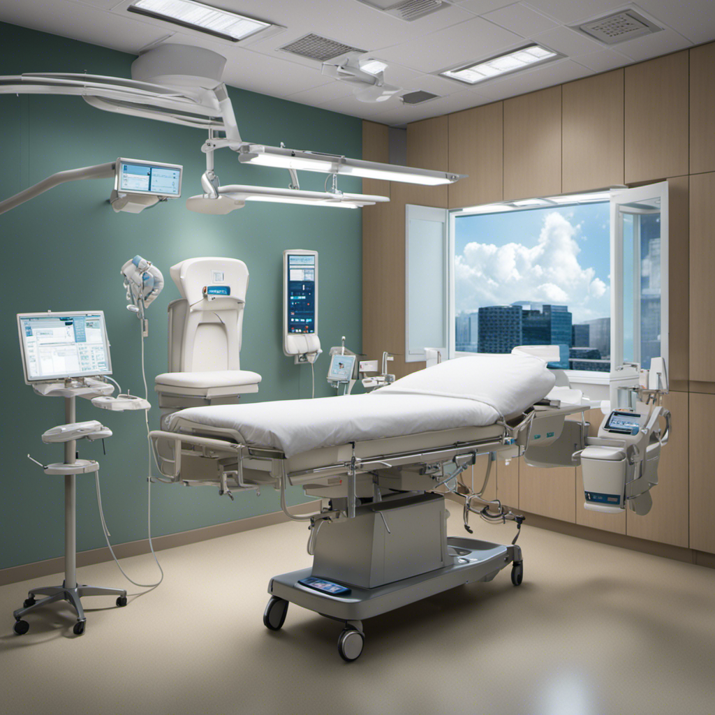 An image showcasing a serene hospital room, where a nurse gently assists a patient in postural drainage and percussion, employing various techniques like chest clapping and vibration to facilitate effective pulmonary toilet