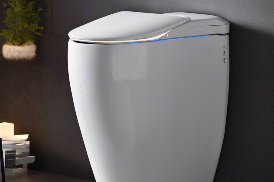 An image capturing the essence of a Skibidi Toilet - a futuristic, compact design with sleek lines, glowing LED lights, and a touch-screen control panel, perfectly blending elegance and innovation