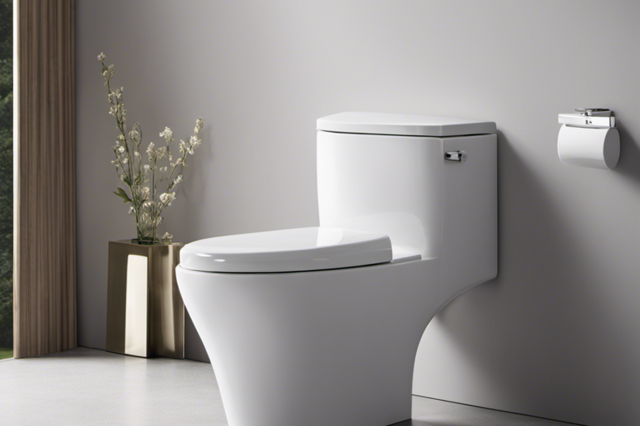 An image capturing the intricate design of the hidden reservoir behind a toilet, showcasing its sleek curves, glossy ceramic finish, and the discreet flush mechanism, inviting readers to explore the enigmatic realm "behind the scenes