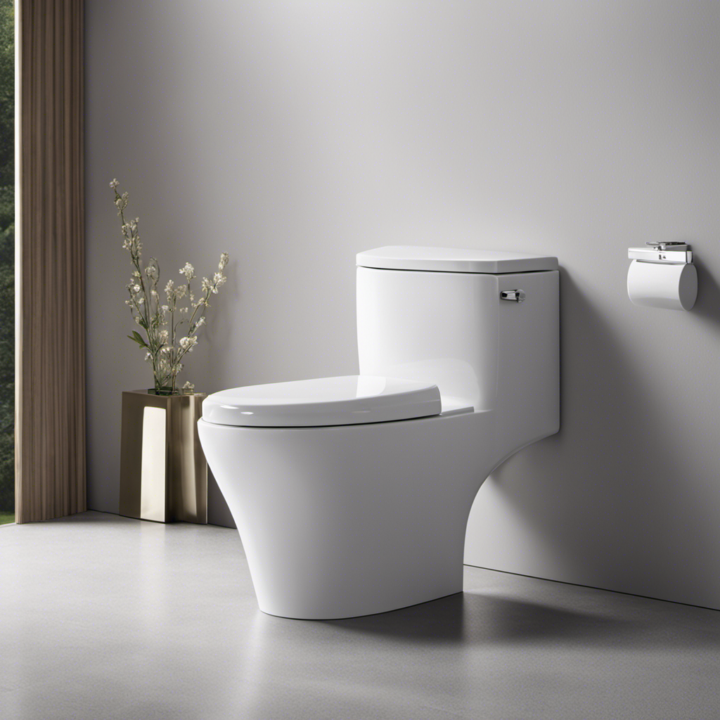 An image capturing the intricate design of the hidden reservoir behind a toilet, showcasing its sleek curves, glossy ceramic finish, and the discreet flush mechanism, inviting readers to explore the enigmatic realm "behind the scenes
