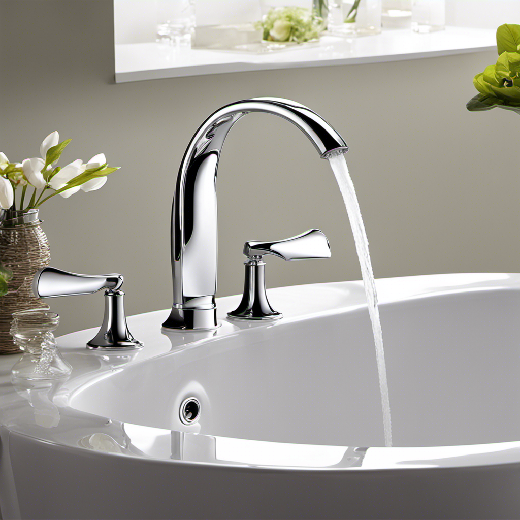 An image showcasing a close-up of a sleek, chrome-plated bathtub faucet, elegantly arched and adorned with a single lever handle, inviting readers to explore the intricate design and wonder about the name of this essential bathroom fixture
