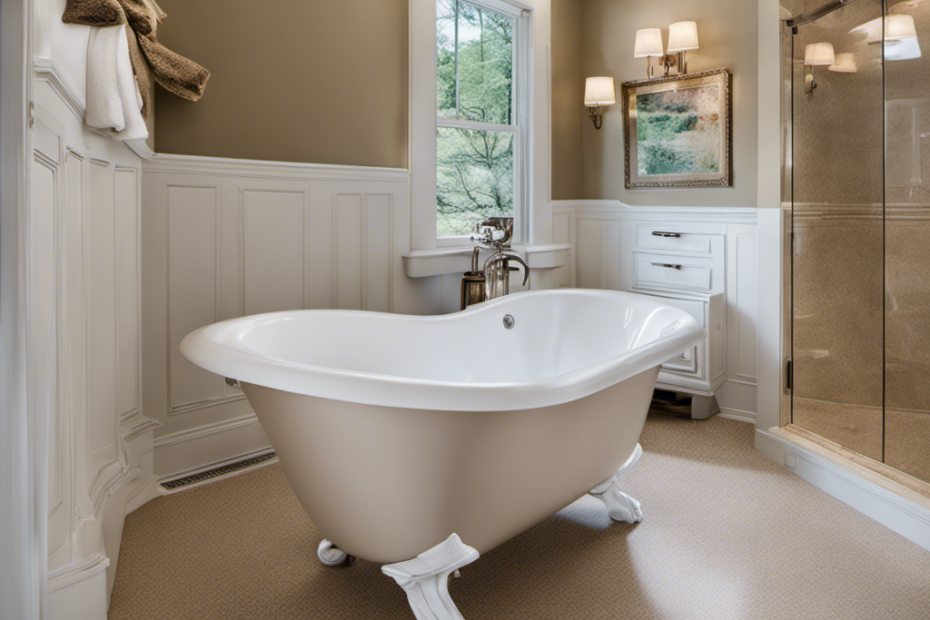 An image showcasing a worn-out bathtub transformed into a glossy, pristine surface with a bathtub refinishing kit