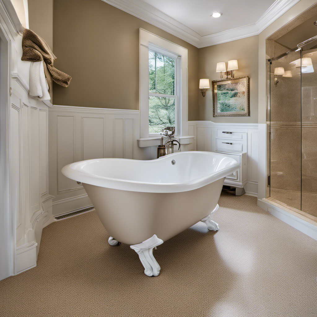 An image showcasing a worn-out bathtub transformed into a glossy, pristine surface with a bathtub refinishing kit