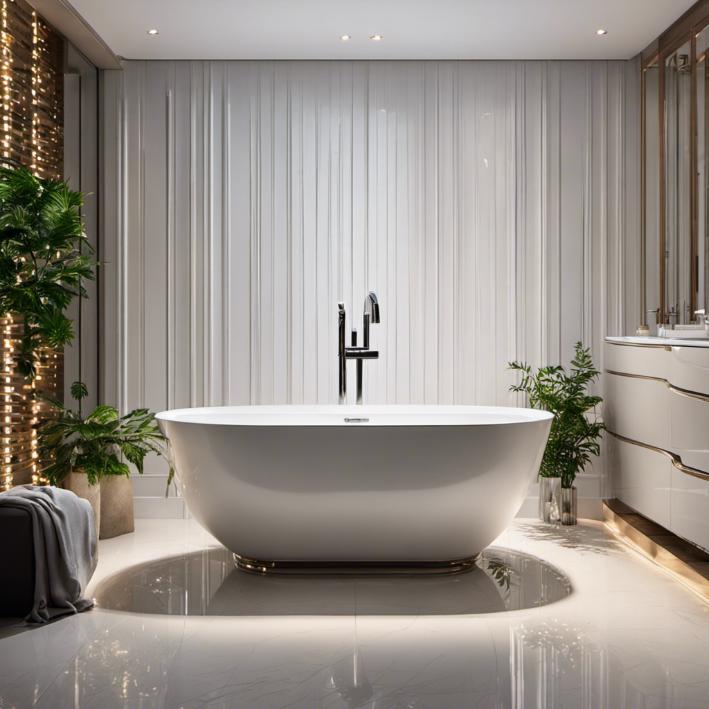 An image showcasing a pristine white bathtub, elegantly painted in a glossy finish