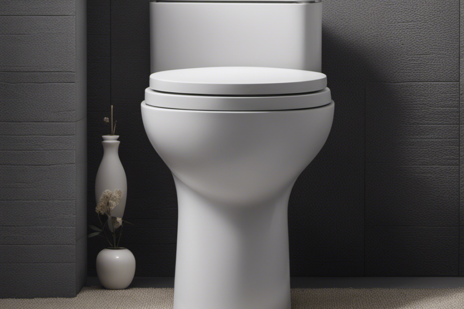 An image showcasing a close-up shot of a toilet's base, revealing its precise height and dimensions