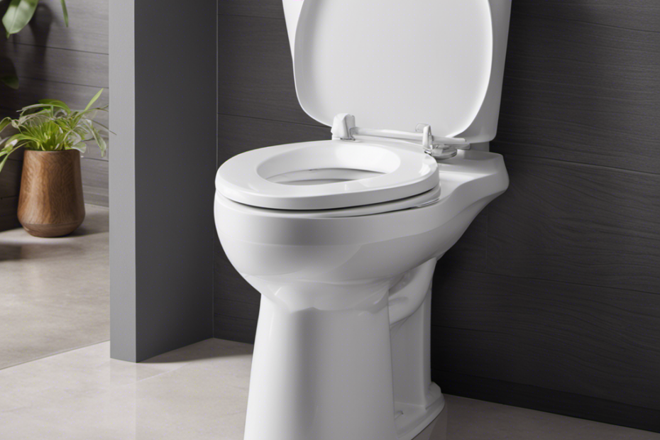 An image showcasing the precise dimensions of an ADA toilet's height, capturing its elevated seat, measuring 17-19 inches from the floor